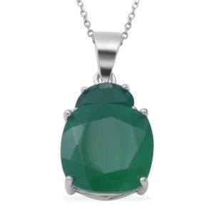 Verde Onyx Pendant Necklace (18 Inches) in Platinum Over Sterling Silver 11.00 c